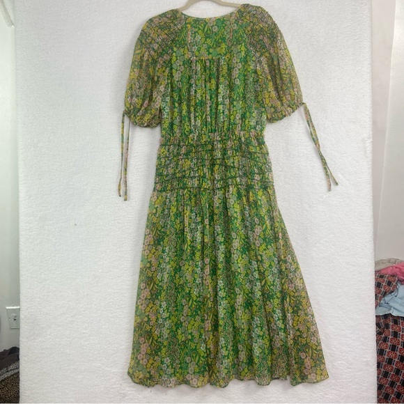 TED BAKER green floral tie London Ursille Midi Dress. Size 4/Large - Picture 10 of 16